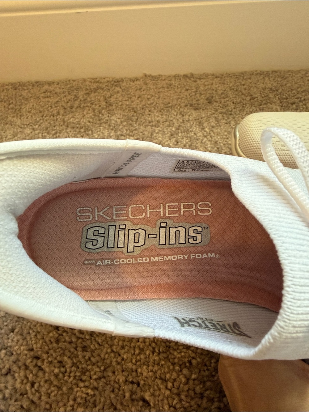 Skechers White Knit Slip on Casual Walking Shoes - Picture 4 of 7